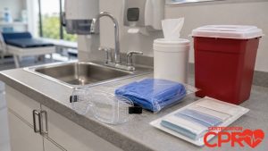 Bloodborne pathogens exposure control supplies for healthcare worker training in El Paso.