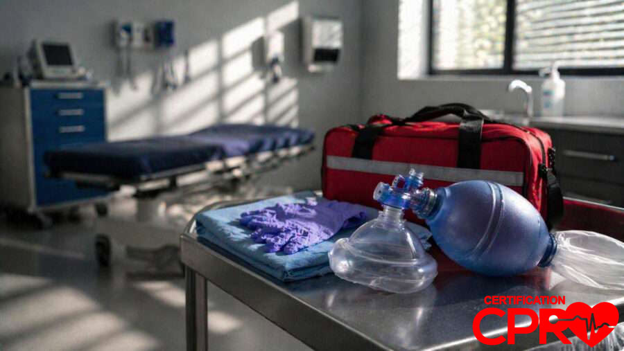 CPR training equipment in a medical classroom setting in El Paso.