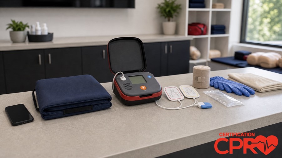 AED trainer and CPR classroom supplies for learning the Chain of Survival in El Paso.